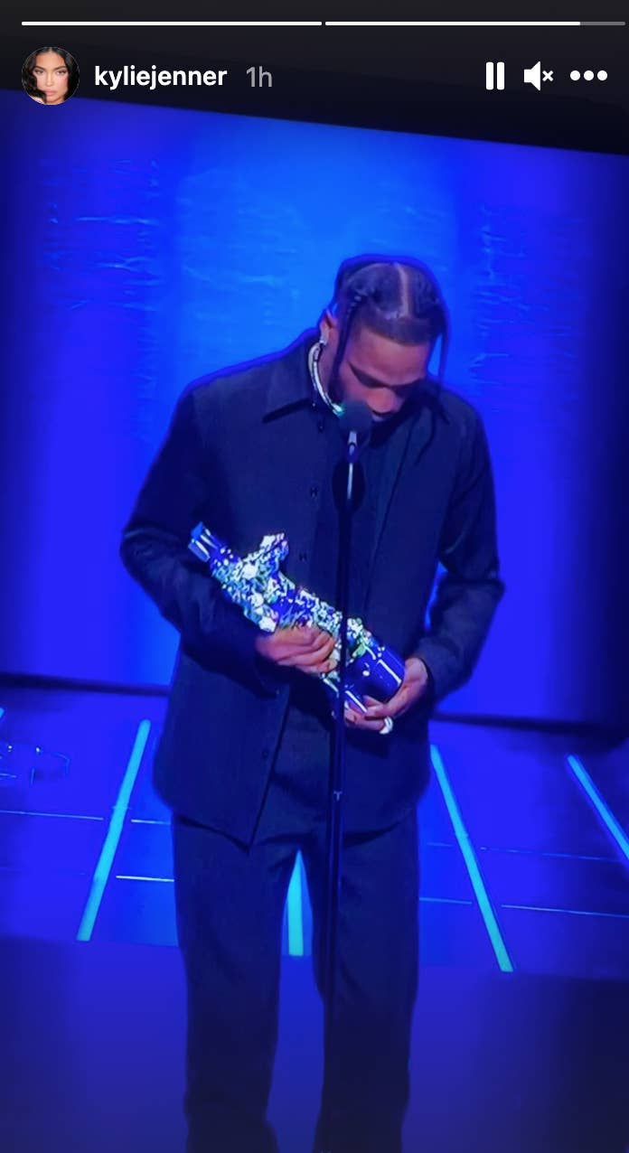 The screenshot from Travis Scott's VMAs speech that Kylie posted on her Instagram Story