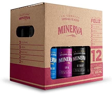 Cartón con doce cervezas Minerva