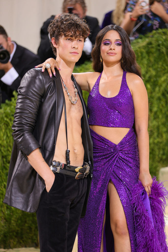 A close up of Shawn Mendes and Camilla Cabello on the Met Gala carpet