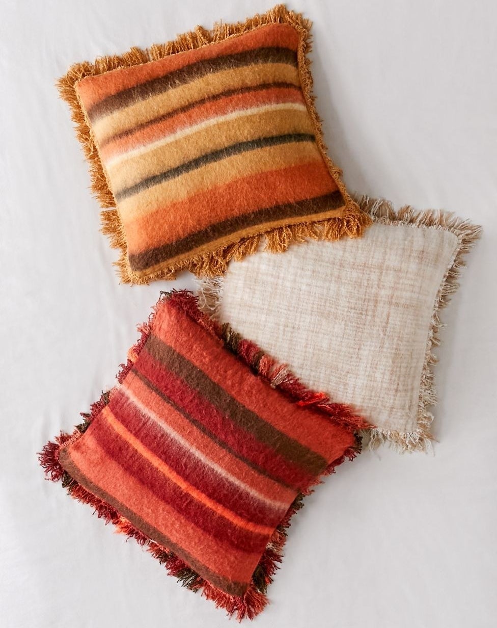 the pillows in all three colors