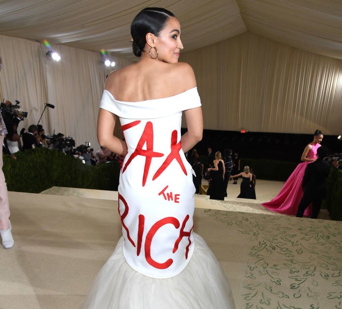 Alexandria Ocasio-Cortez attends The 2021 Met Gala Celebrating In America: A Lexicon Of Fashion