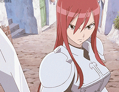 Erza Scarlet looks intimidating and confident as she prepares to fight