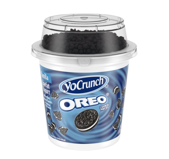 cup of yogurt with oreo mix ins