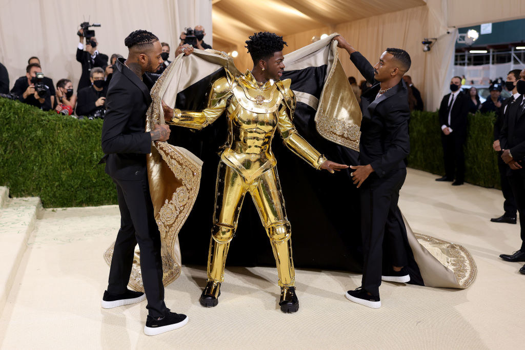 Lil Nas revealing a suit of armor