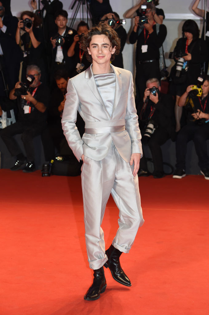 monochrome metallic suit