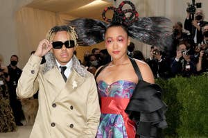 aomi Osaka (R) and Cordae Dunston attend The 2021 Met Gala Celebrating In America: A Lexicon Of Fashion