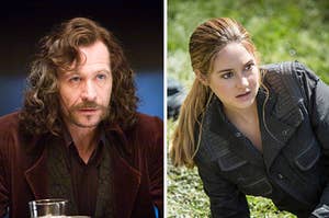 sirius from harry potter on the left and tris from divergent on the right