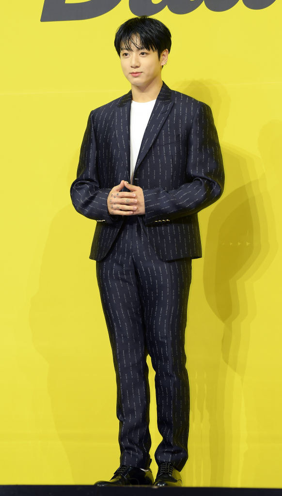 classic suit with thin stripes