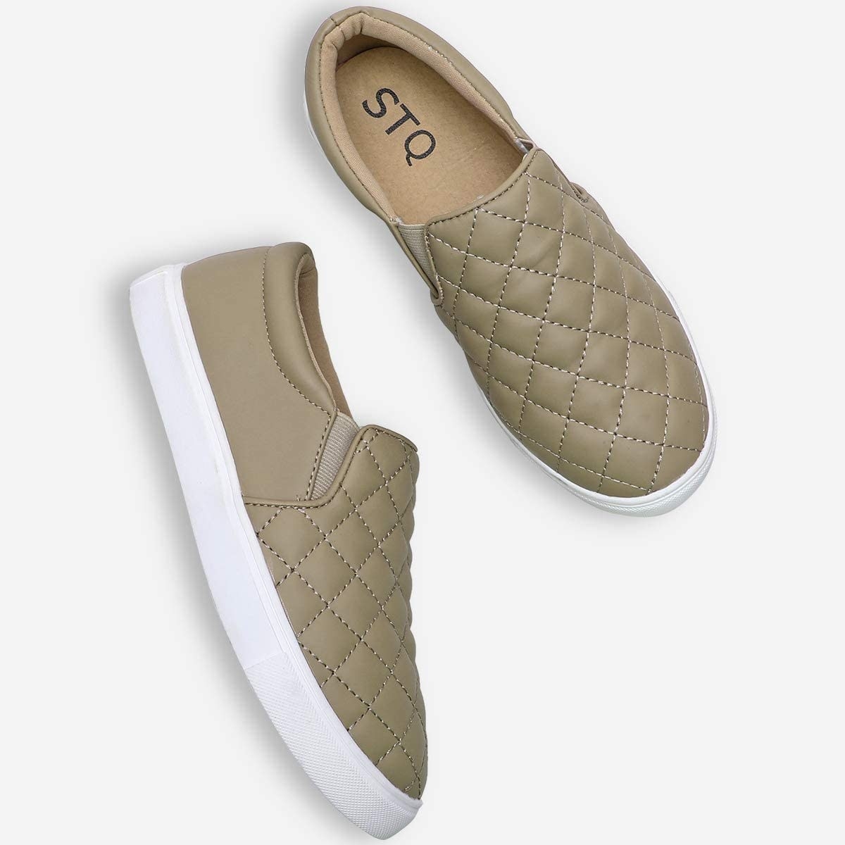 the quilted slip on sneakers in olive green