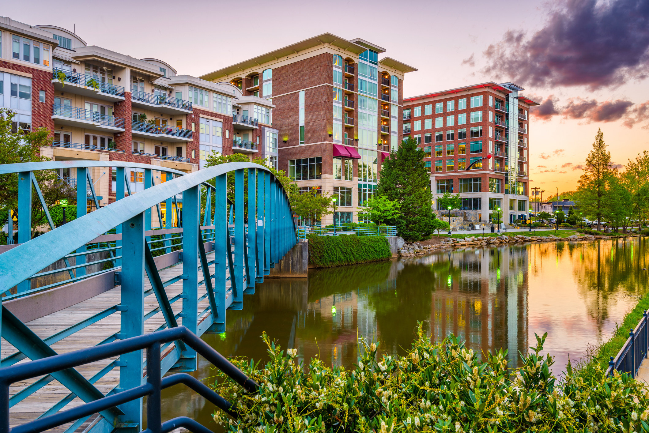 Apartment buildings on the waterfront in Greenville