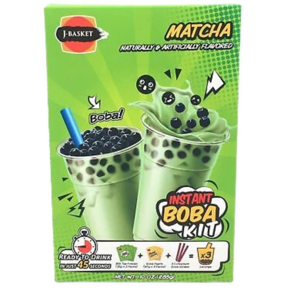 The instant boba tea kit in matcha flavor