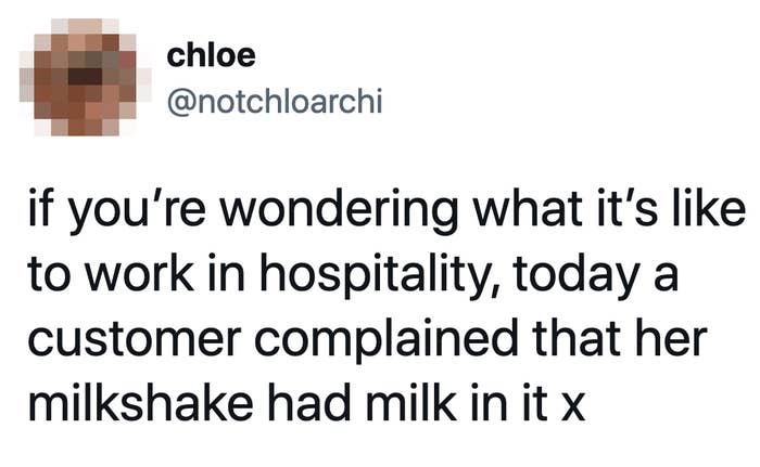 customer complaining their milkshake has milk in iit