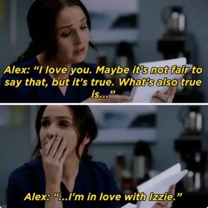 Alex leaves Jo a letter saying he&#x27;s in love with Izzie