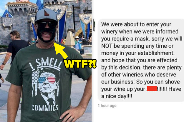 Guy wearing a mask with a hole in it