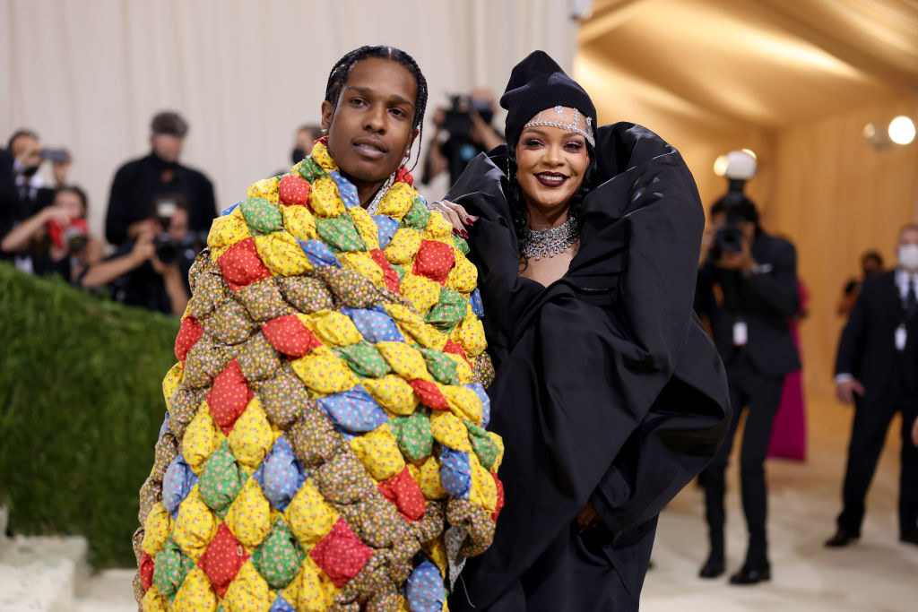 ASAP Rocky and Rihanna pose for a picture on the Met steps