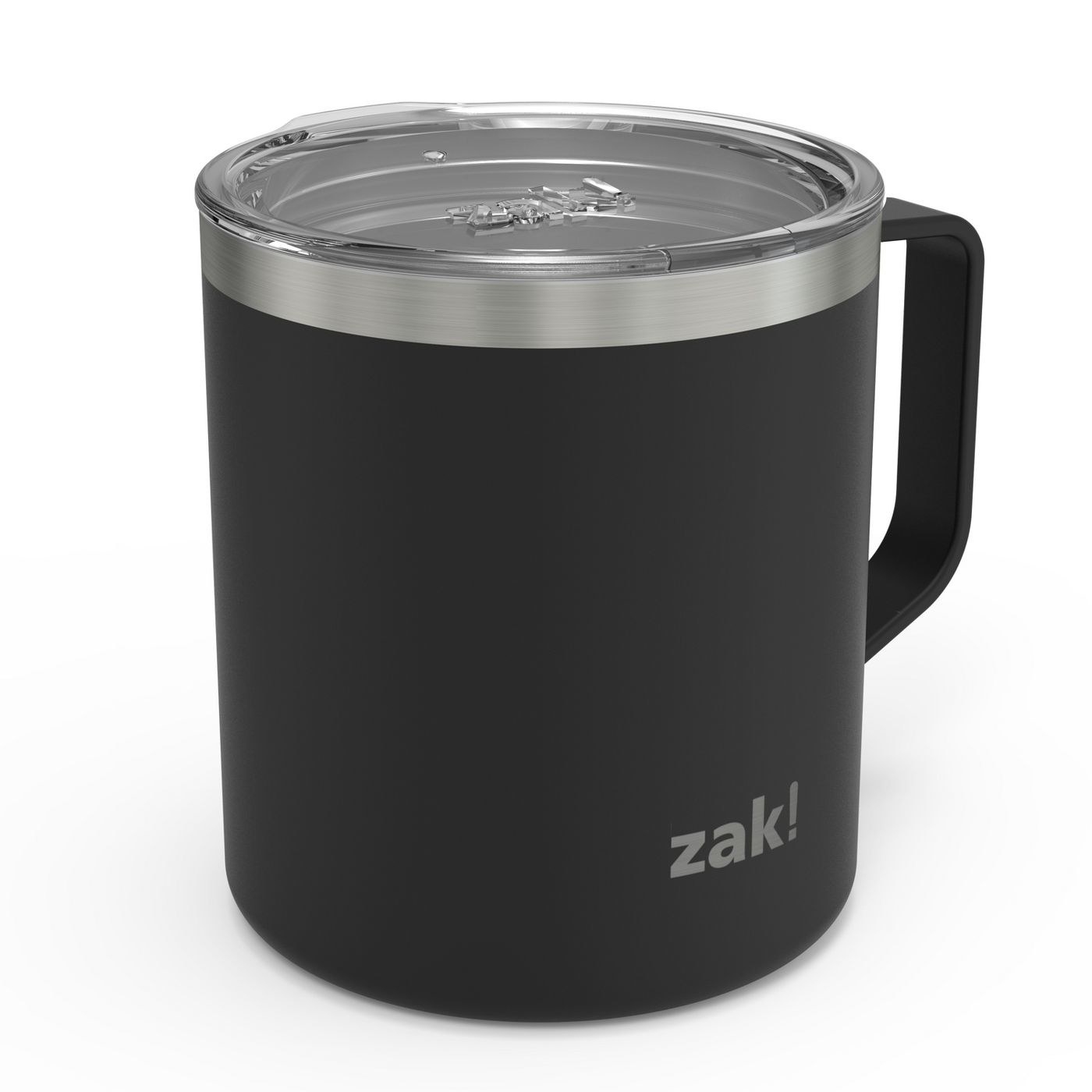 a black insulated mug