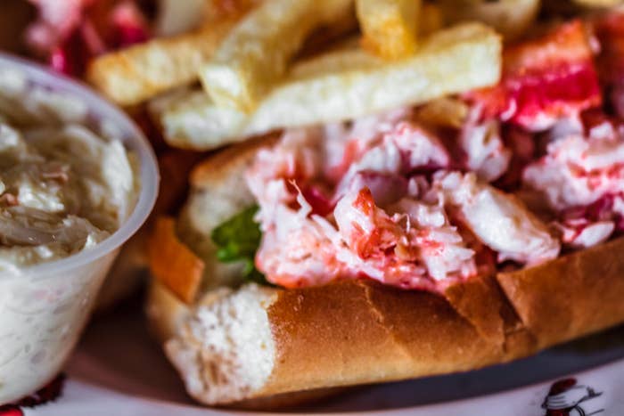 Lobster roll with French fries