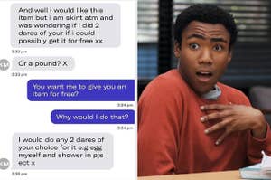 text screenshot and shocked donald glover