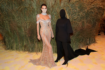 Kendall Jenner side by side with Kim Kardashian at the Met Gala