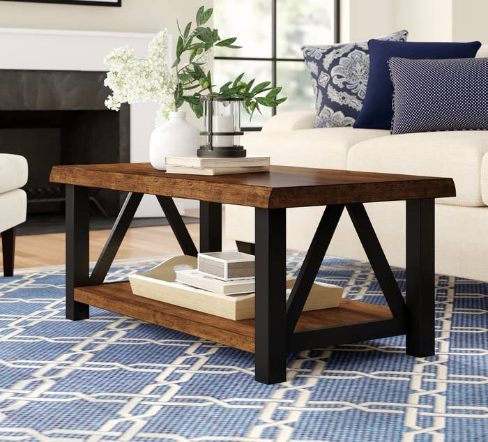 The trestle coffee table with open storage space