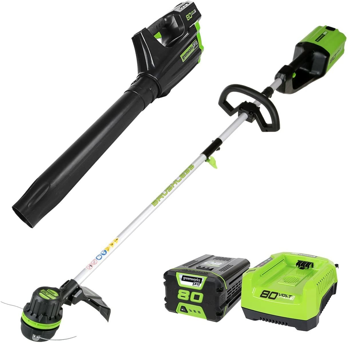 the green weed whacker and leaf blower with batteries