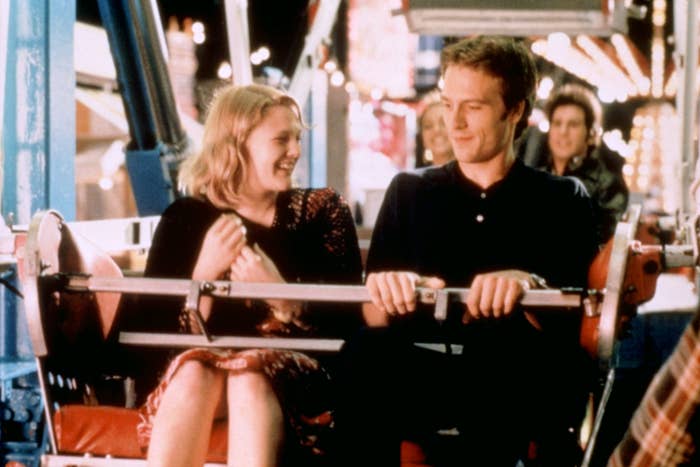 Drew and Michael's characters ride a ferris wheel together
