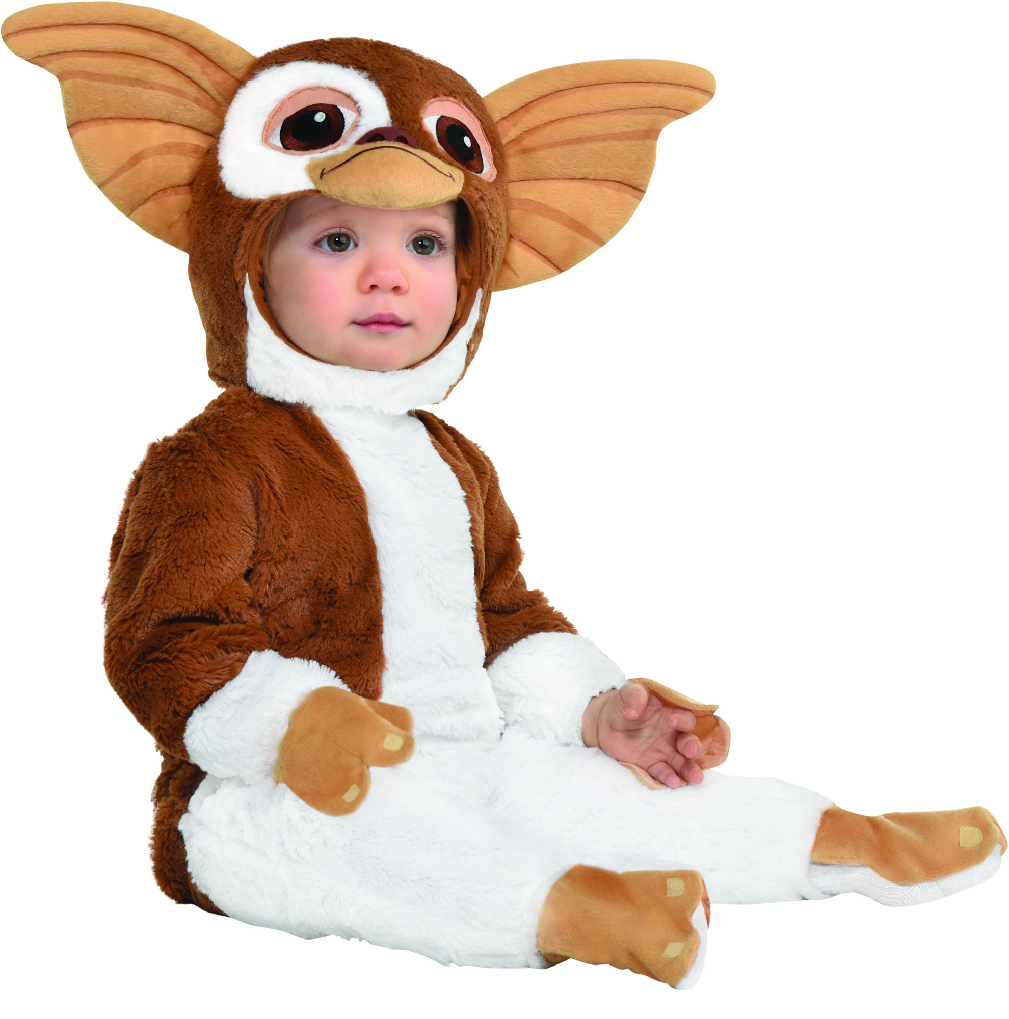 baby dressed like a brown gremlin