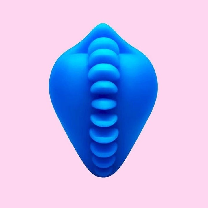 Blue stimulating cushion with ridges