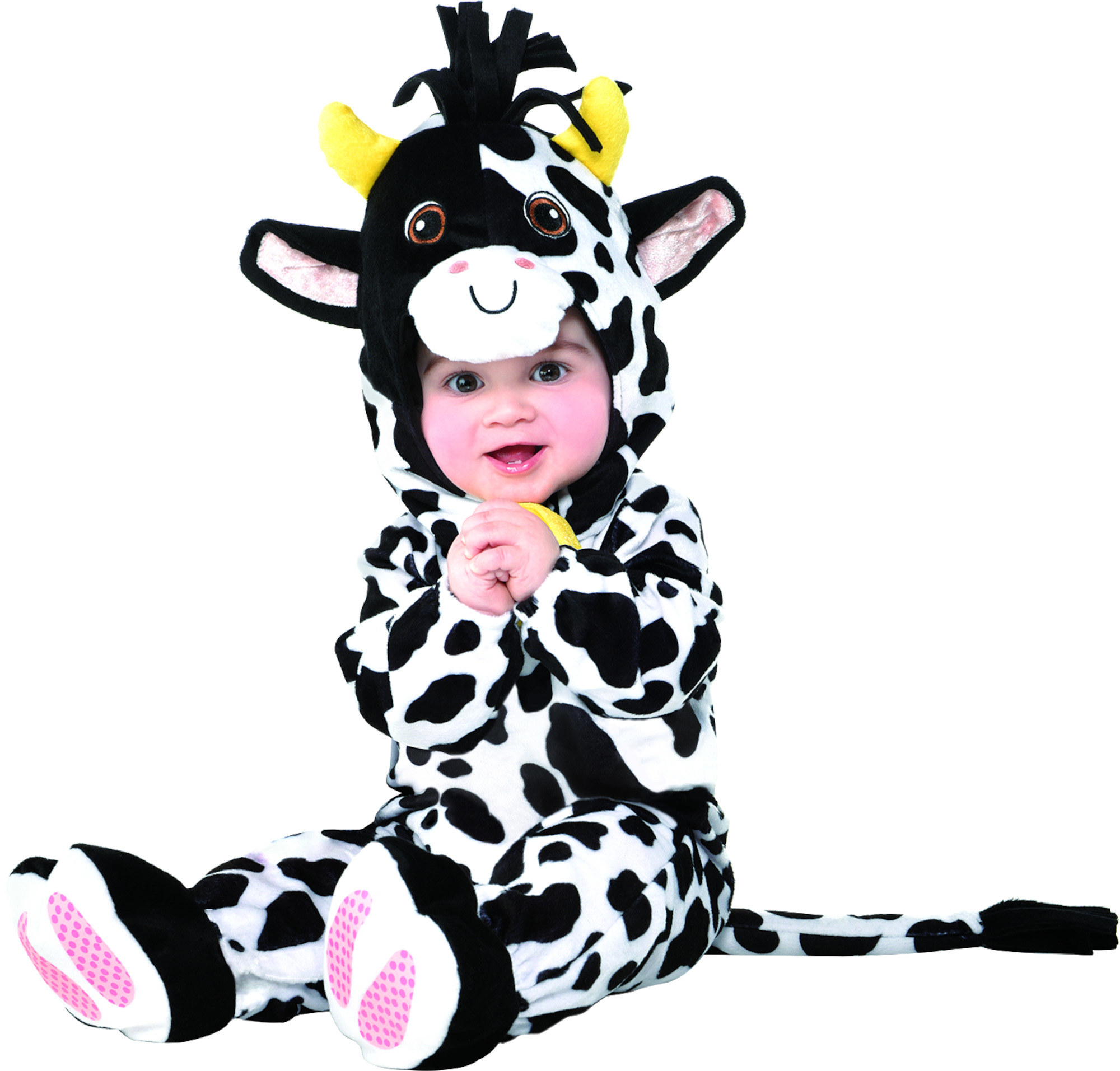 baby sitting with cow costume