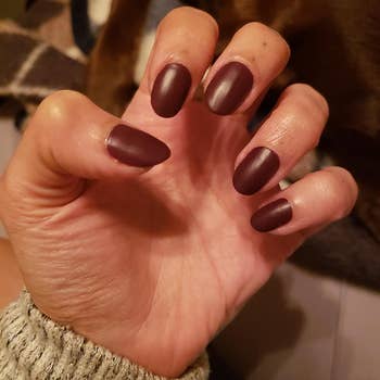 reviewer's matte burgundy nails
