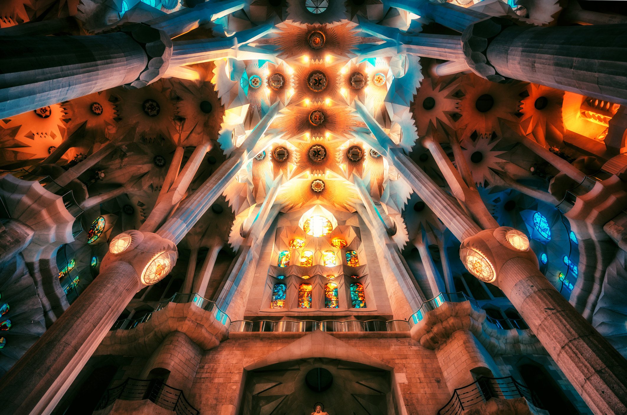 The inside of Sagrada Familia, Barcelona.