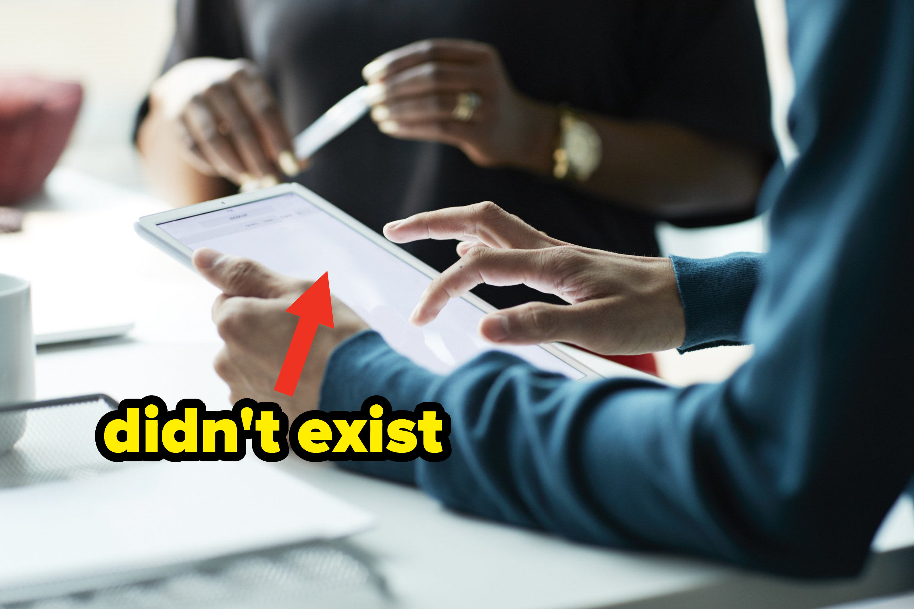 Someone scrolls on their iPad with the caption, &quot;didn&#x27;t exist&quot;