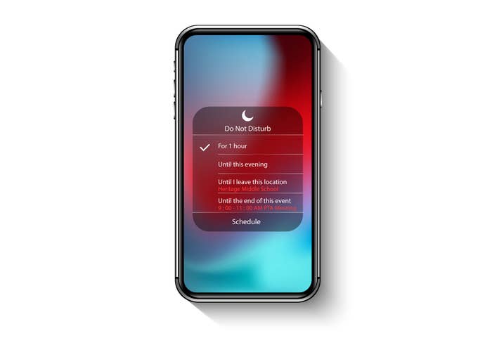 a cellphone that says it's on do not disturb mode