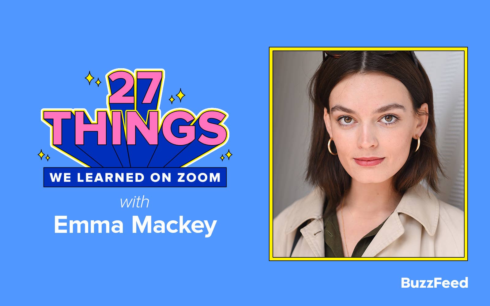 A header reading, &quot;27 things we learned on Zoom with Emma Mackey&quot;