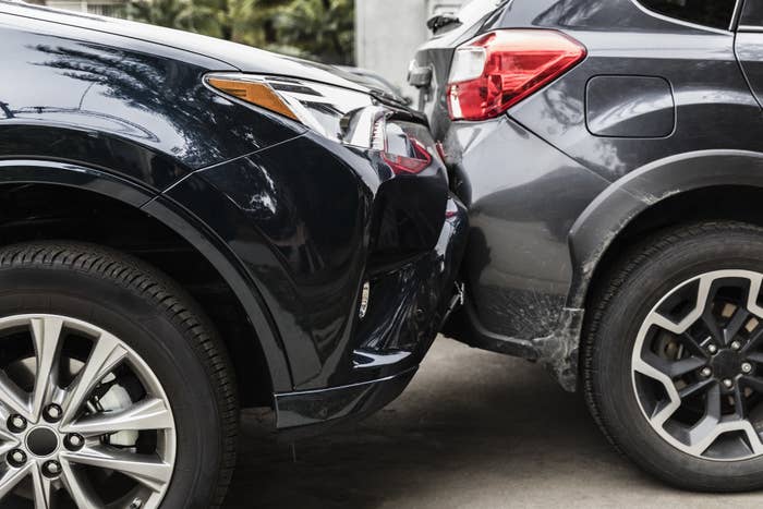 one car rear-ending another