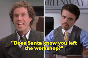 Buddy asking Miles "Does Santa know you left the workshop?" in Elf