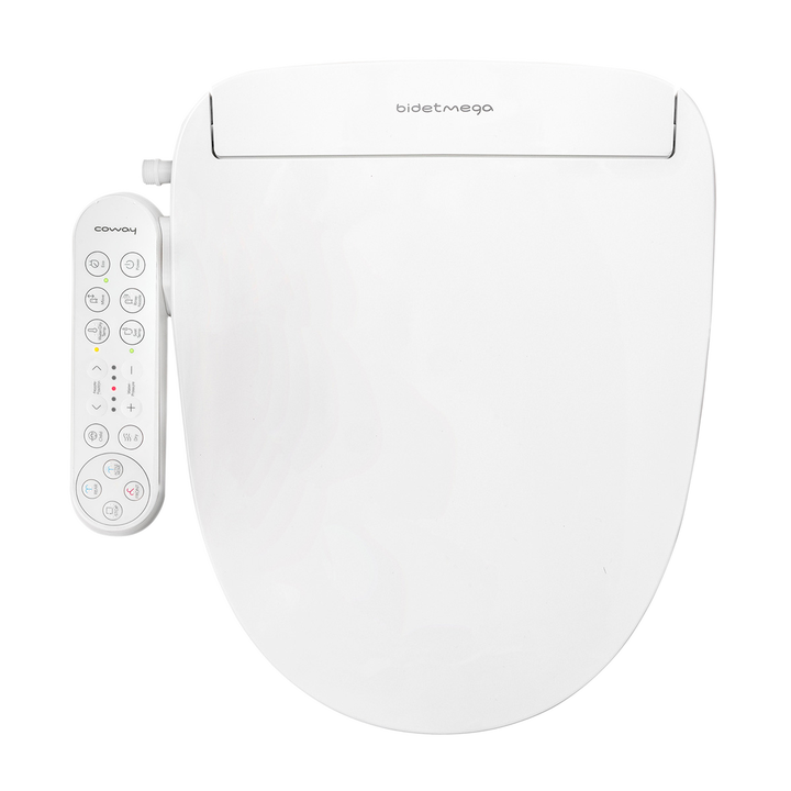 Bidet on toilet on white background