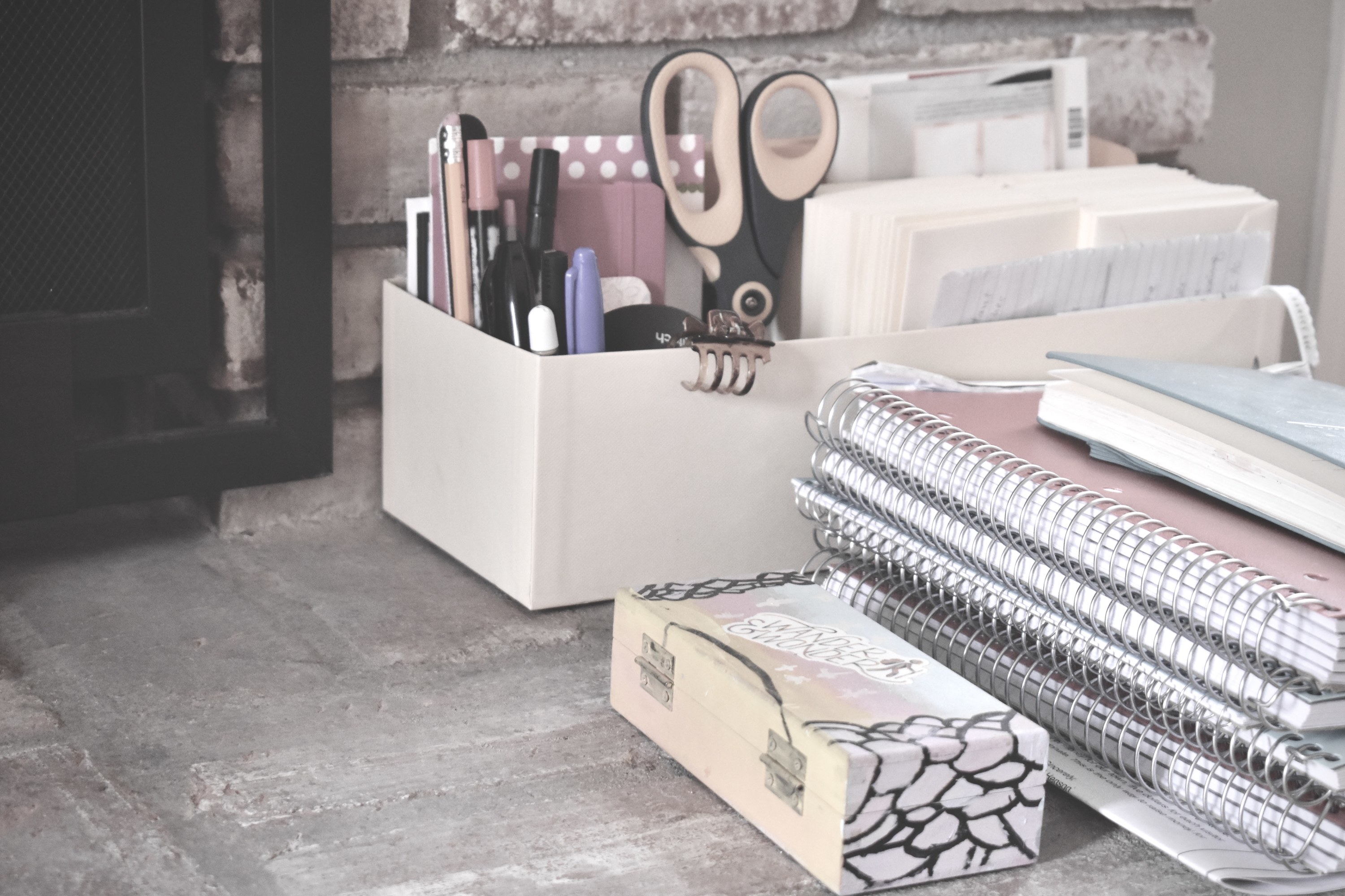 Photo of a white desk organizer