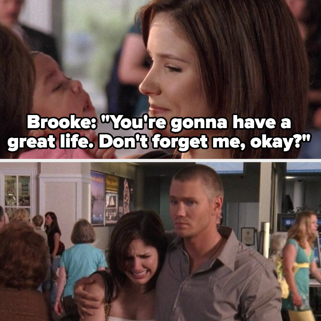 Brooke tells Angie she&#x27;s going to have a great life and not to forget her, Lucas comforts her as she sobs