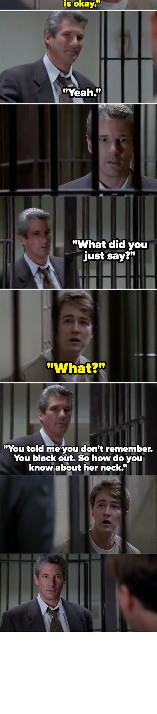 Martin finding out that Roy faked not knowing about the murder on &quot;Primal Fear&quot;