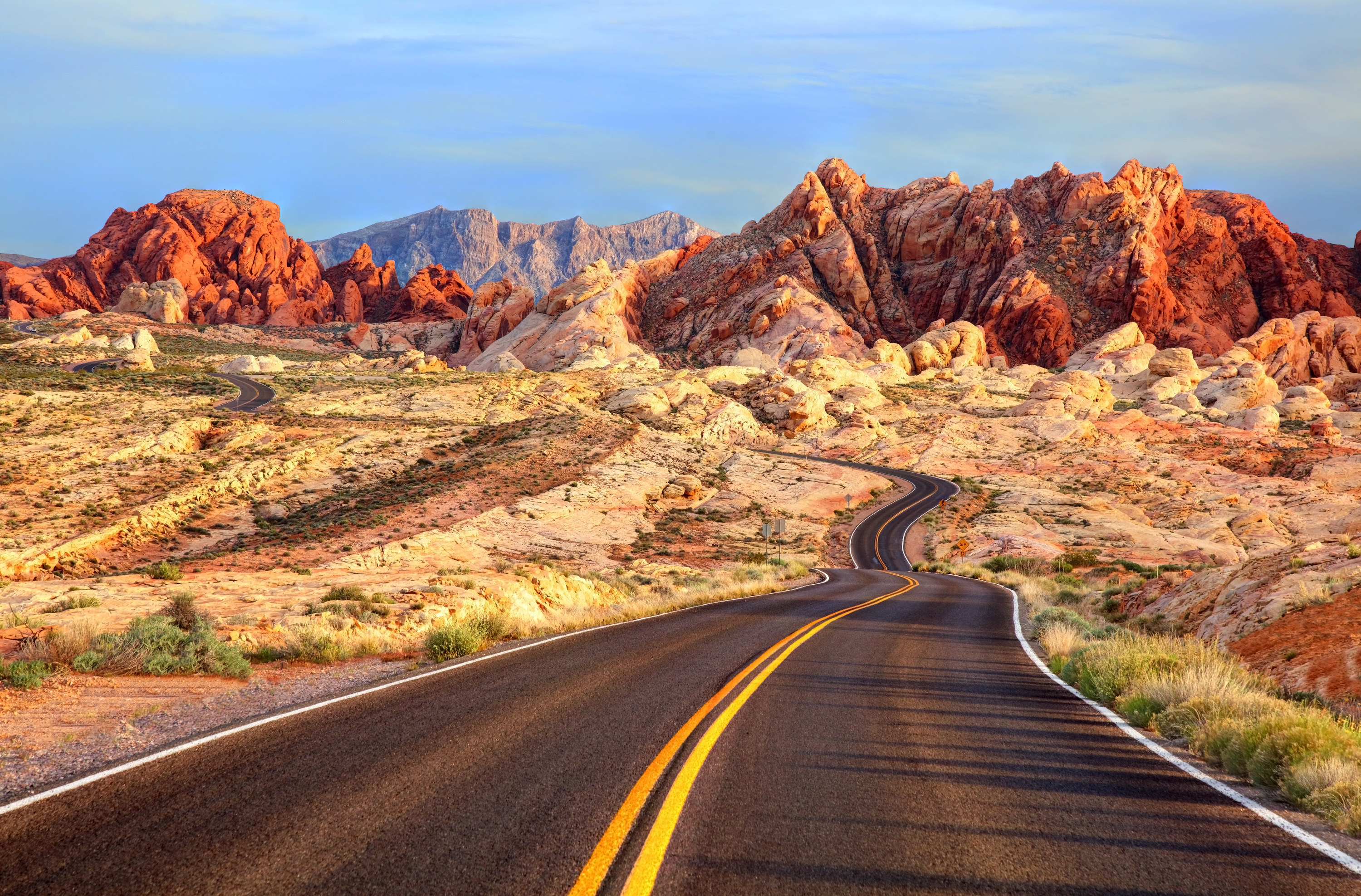Road to beautiful red rock formations