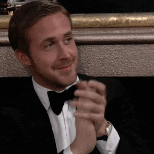 Ryan Gosling clapping at the Golden Globe Awards