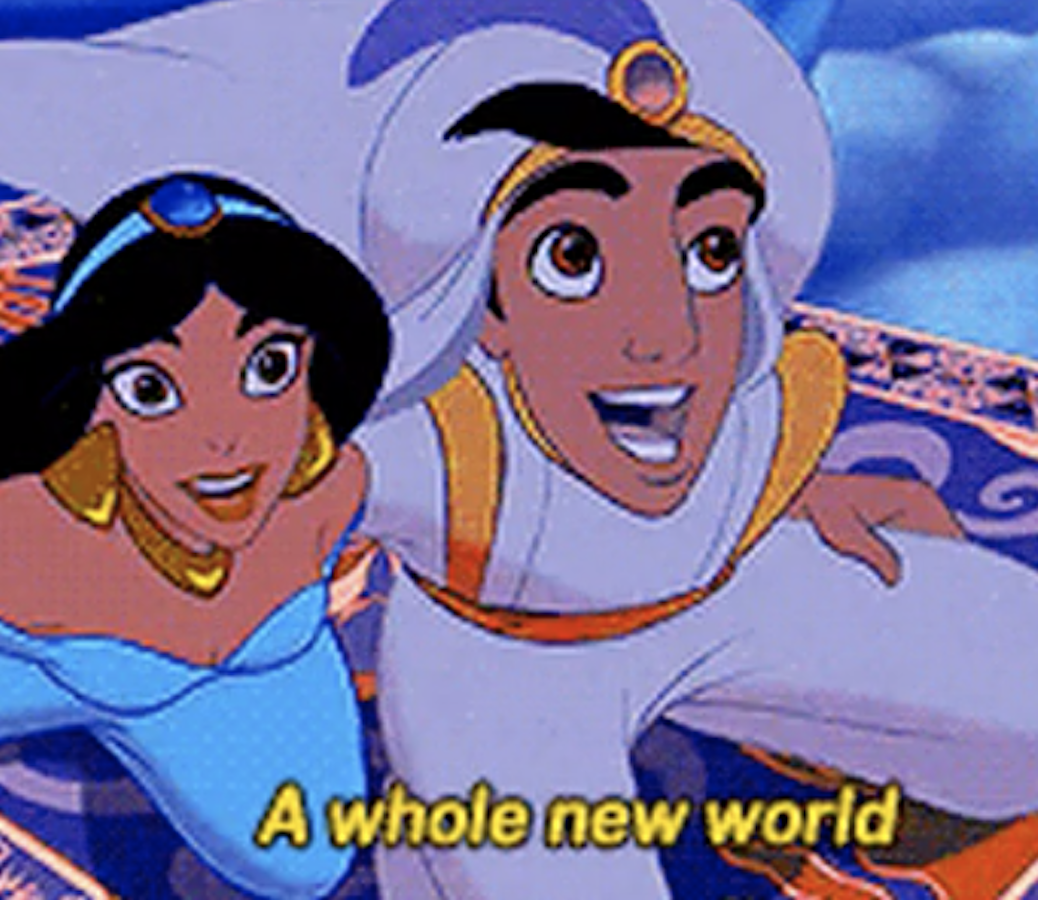 Aladdin singing &quot;A whole new world&quot; in &quot;Aladdin&quot;