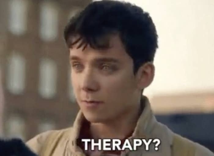 Asa Butterfield in "Sex Education" shockingly saying, "Therapy?"