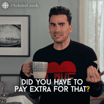 David from Schitt&#x27;s Creek asking, &quot;Did you have to pay extra for that?&quot;