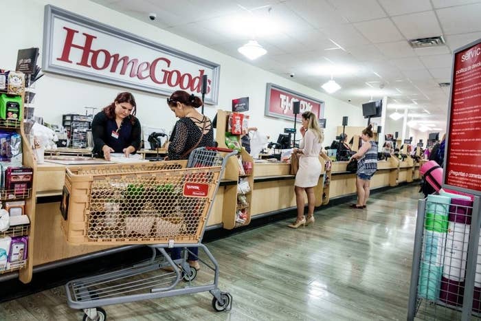 The checkout counter at a HomeGoods store