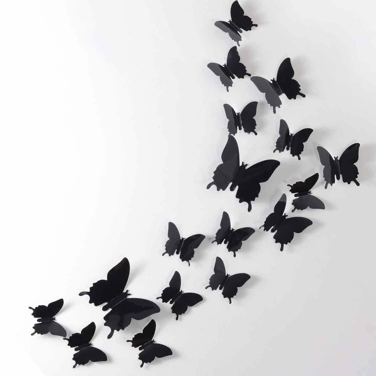 Photo of removable butterfly stickers on a white wall