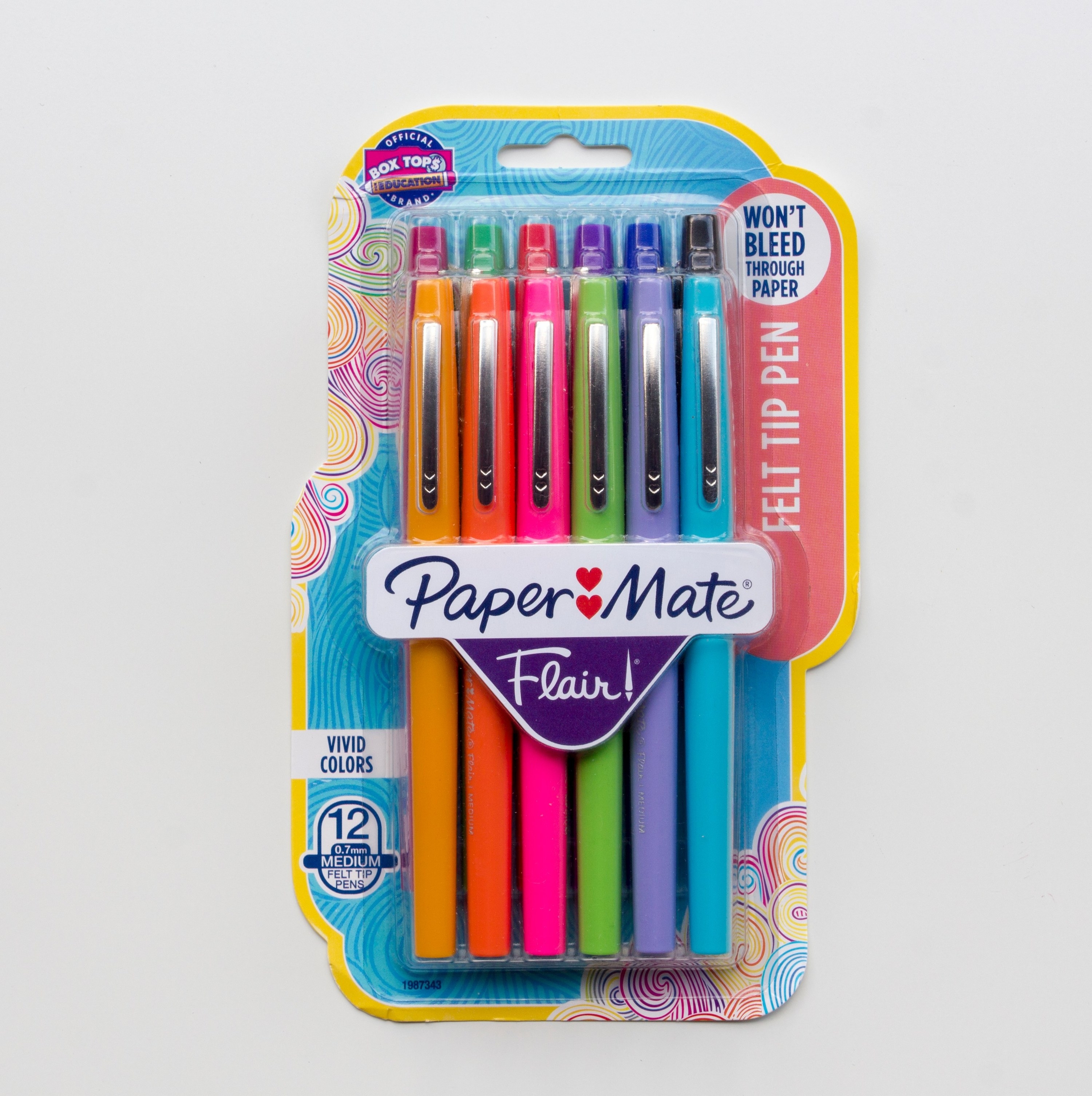 Photo of colorful flair pens on a white backdrop