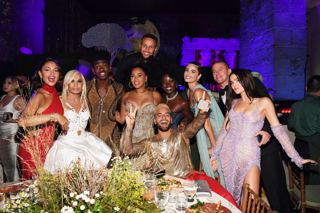 Maluma, Donatella Versace, Lil Nas X, Stephen Curry, Aisha Curry, Lupita Nyong&#x27;o, Channing Tatum pose for a photo