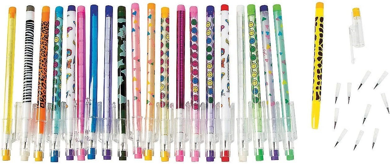 Photo of various stacking point pencils on a white background